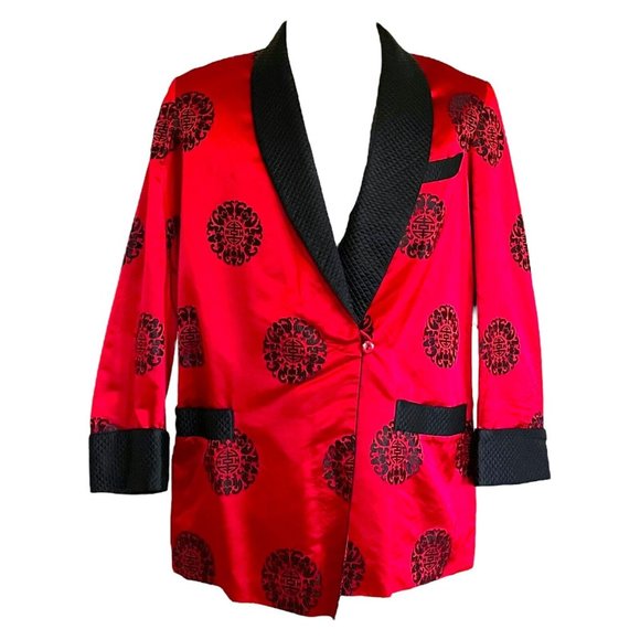 Vintage Other Vintage 6s Mens Smoking Jacket Red Black Satin